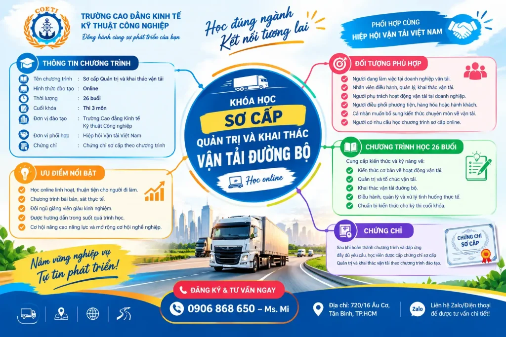 Khóa học sơ cấp quản lý và khai thác vận tải đường bộ
