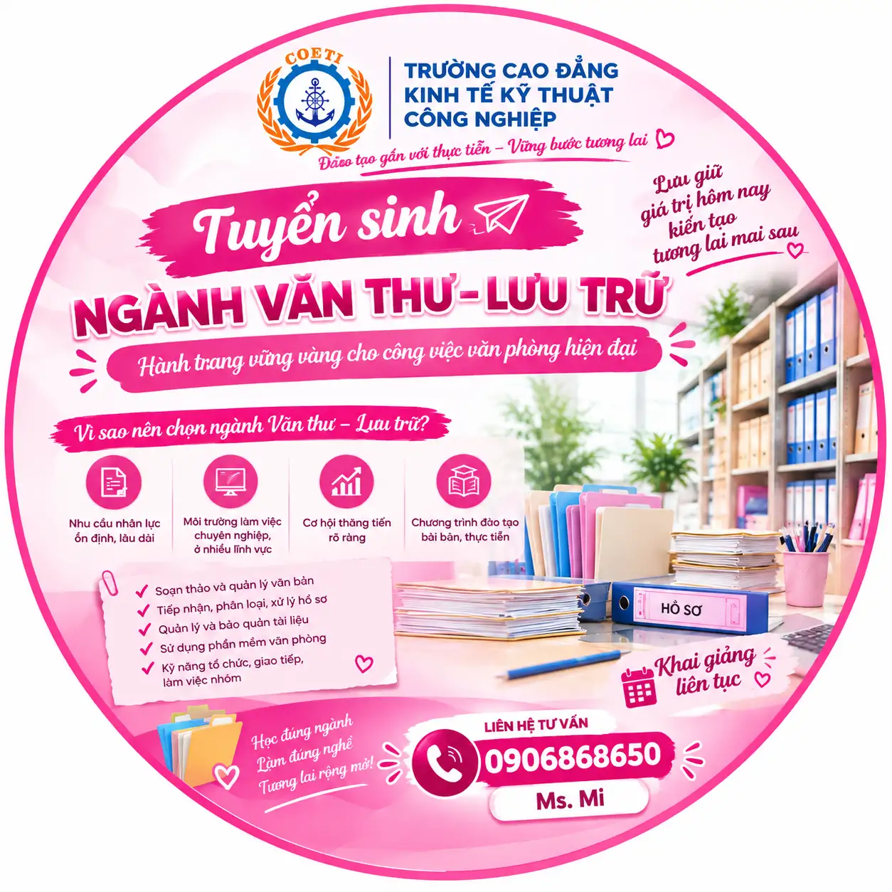 TUYỂN SINH NGÀNH VĂN THƯ LƯU TRỮ